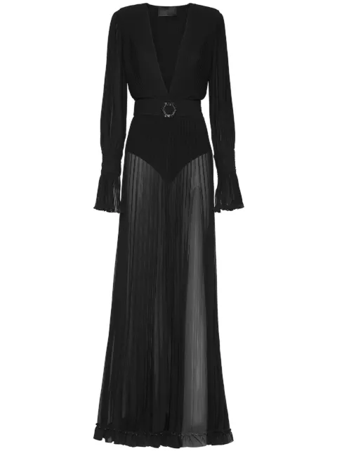 Philipp Plein chiffon long dress Black FACCWRG2665PTE031N