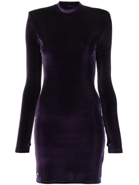 Philipp Plein logo-plaque velvet mini dress Purple FACCWRG2681PTE003N