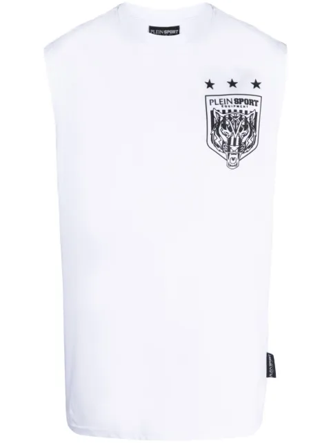 Plein Sport logo-print cotton vest White FACCMTK6418SJY001N