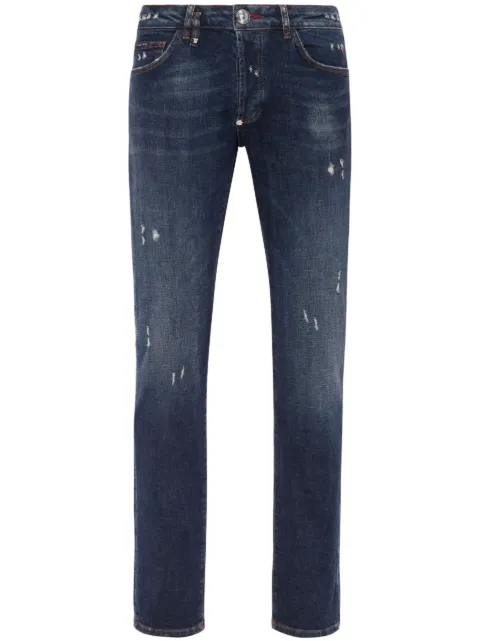 Philipp Plein distressed low-rise skinny jeans Blue FACCMDT3546PDE004N