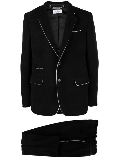 Philipp Plein single-breasted chenille suit Black FACCMRF1693PTE003N
