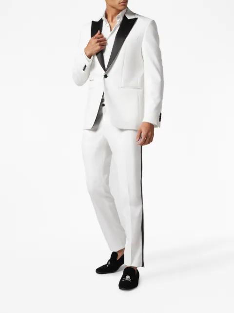 Philipp Plein peak-lapels single-breasted blazer White FACCMRF1709PTE076N