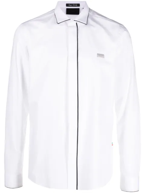 Philipp Plein Sugar Daddy contrasting-trim shirt White FACCMRP2013PTE003N