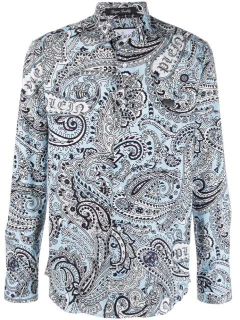 Philipp Plein Paisley-print long-sleeved shirt Blue FACCMRP2009PTE003N