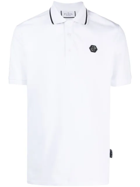 Philipp Plein SS Paisley Strass polo shirt White FACCMTK6407PTE003N