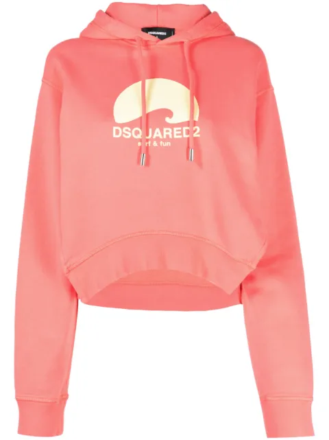 DSQUARED2 logo-print cotton hoodie Pink S75GU0450S25030