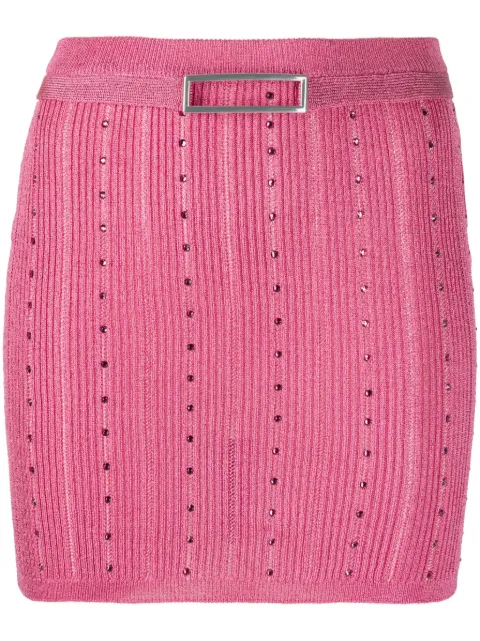 Alessandra Rich embellished knitted miniskirt Pink FAB3356K3966