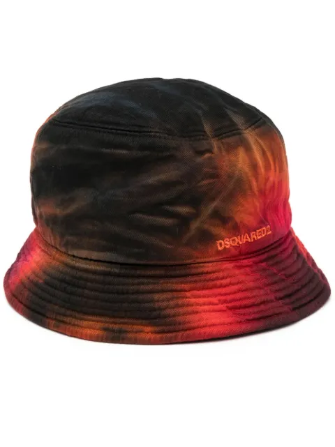 DSQUARED2 tie-dye embroidered-logo bucket hat Black HAM003105C06224