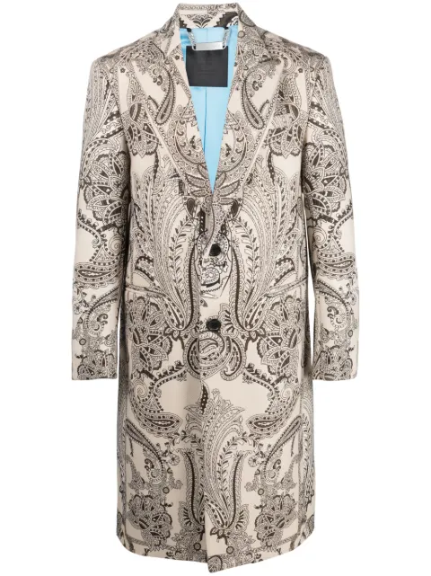 Philipp Plein paisley-print single-breasted coat Neutrals FACCMRA0471PTE076N