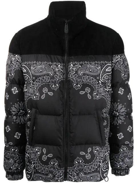 Philipp Plein bandana-print padded jacket Black FACCMRB2275PNY012N