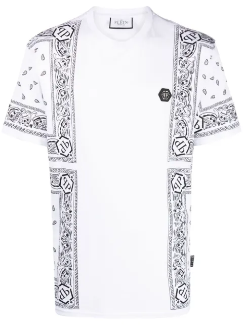 Philipp Plein bandana-print short-sleeve T-shirt White FACCMTK6355PJY002N