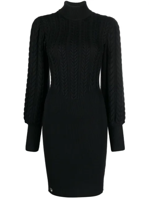 Philipp Plein cable-knit high-neck dress Black FACCWKG0375PKN002N