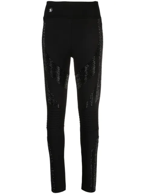 Philipp Plein rhinestone-embellished high-waisted leggings Black FACCWRT1421PTE003N