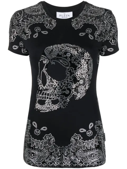 Philipp Plein bandana rhinestone-embellished T-shirt Black FACCWTK2905PJY002N