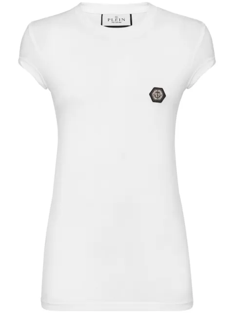 Philipp Plein logo-patch cotton T-shirt White FACCWTK2917PJY002N