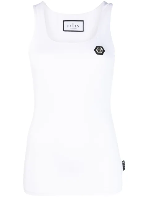 Philipp Plein logo-patch tank top White FACCWTK2931PJY002N