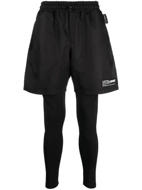 Plein Sport layered running shorts Black FACCMJT2139STE003N