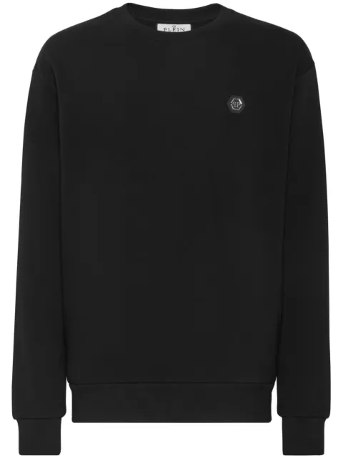 Philipp Plein logo-print cotton sweatshirt Black FACCMJO1061PJO002N