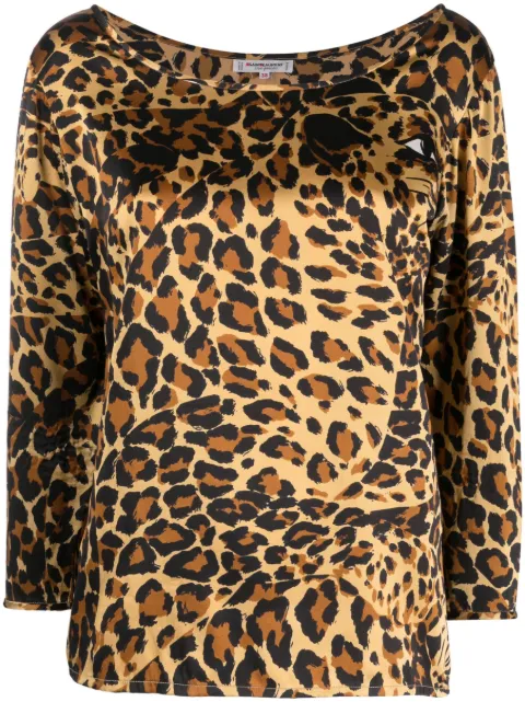Saint Laurent Pre-Owned 1980s leopard print silk blouse Black YVSA600LP