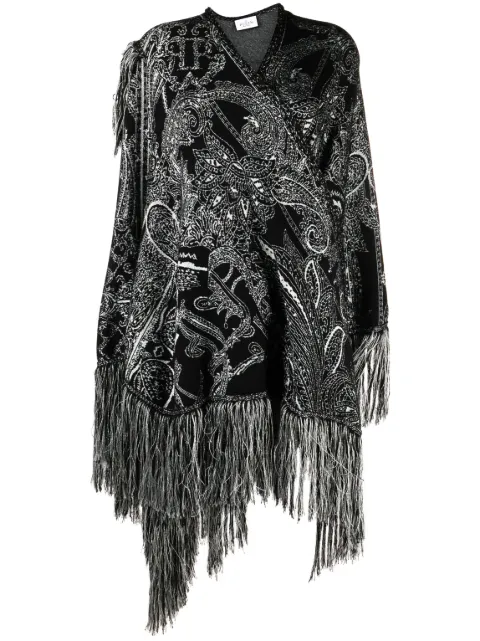 Philipp Plein paisley-jacquard wool cape Black FACCWKA0014PKN002N