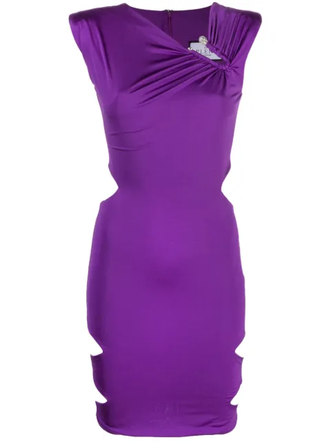 Philipp Plein gathered-detail cut-out dress Purple FACCWRG2691PTE003N