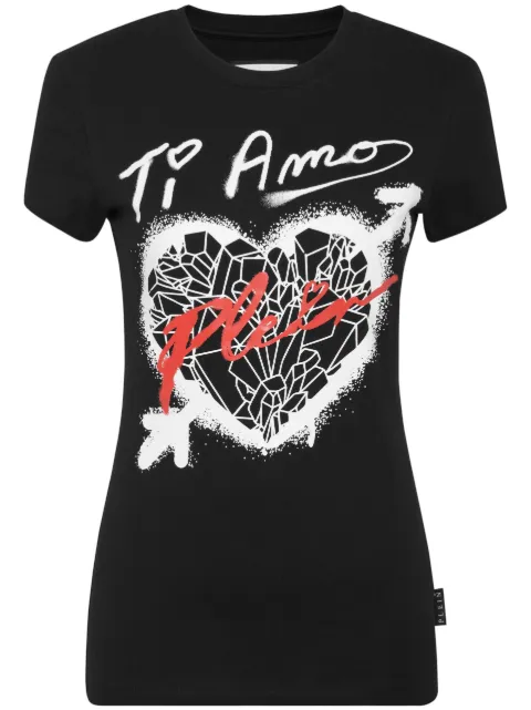 Philipp Plein Sexy Pure Fit heart-print T-shirt Black FACCWTK2912PJY002N