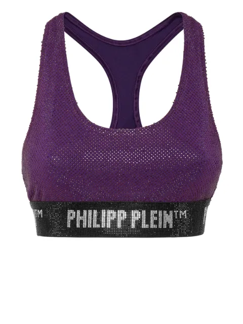 Philipp Plein rhinestone-embellished racerback bra Purple FACCWUZ0089PJY002N