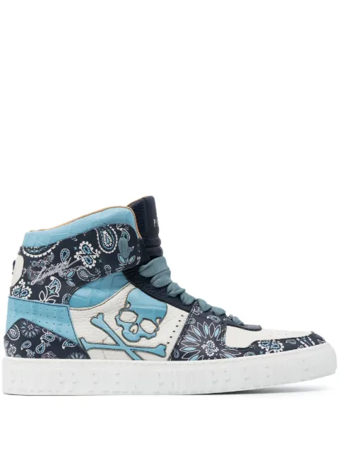Philipp Plein paisley-print hi-top sneakers Blue FACSMSC3840PLE010N