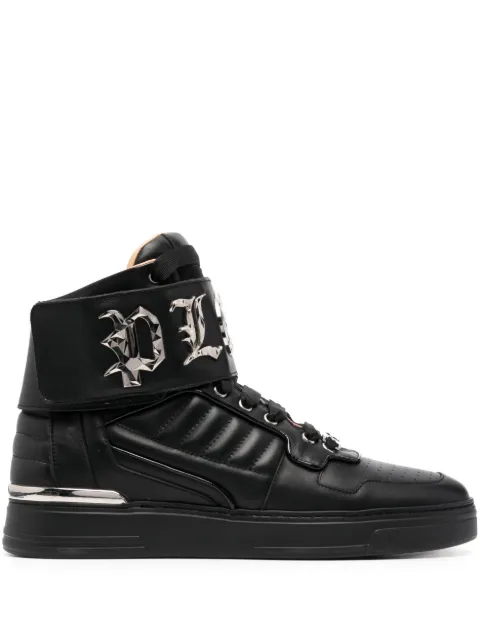 Philipp Plein Gothic-plaque high-top sneakers Black FACSMSC3841PLE025N
