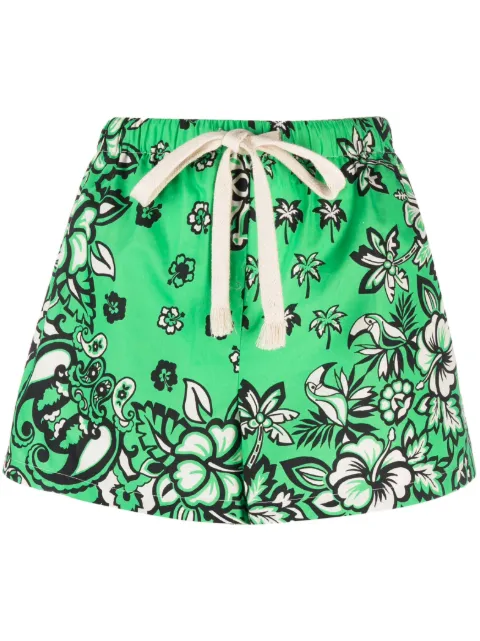 RED Valentino floral-print drawstring shorts Green RRFI906SM