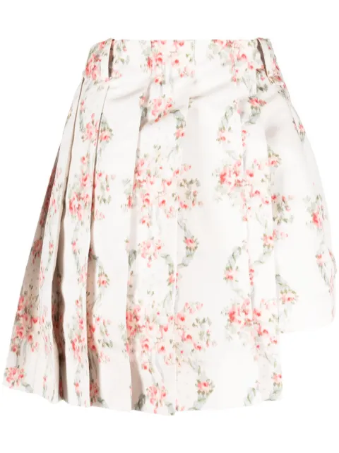 Simone Rocha floral-print asymmetric skorts Neutrals 40601004