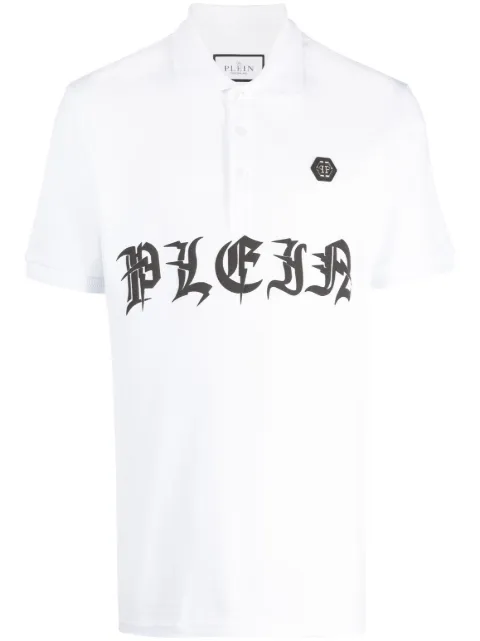Philipp Plein Gothic Plein logo-print polo shirt White FACCMTK6248PTE003N