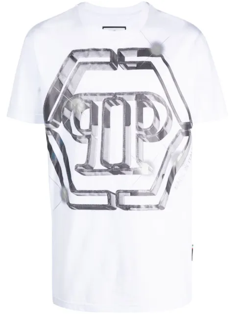 Philipp Plein logo-print short-sleeved T-shirt White FACCMTK6445PJY002N