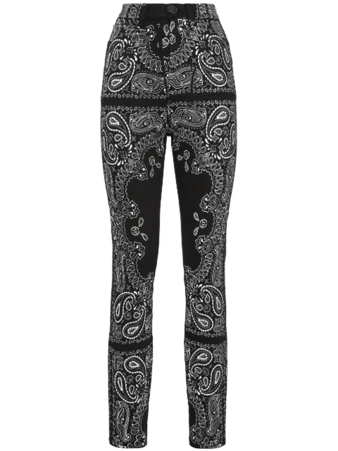 Philipp Plein paisley-printed high-waisted jeggings Black FACCWDT2358PDE004N