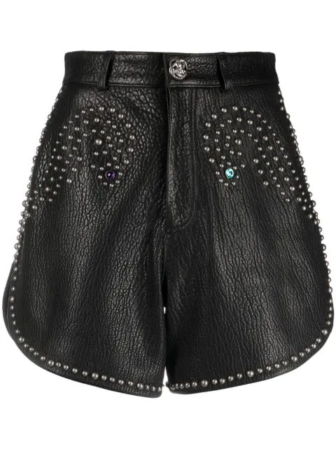 Philipp Plein stud-embellished leather hot pants Black FACCWLT0144PLE010N