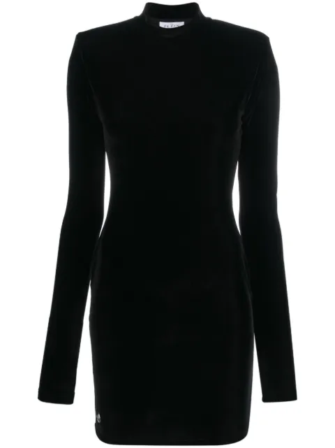 Philipp Plein logo-plaque velvet minidress Black FACCWRG2681PTE003N