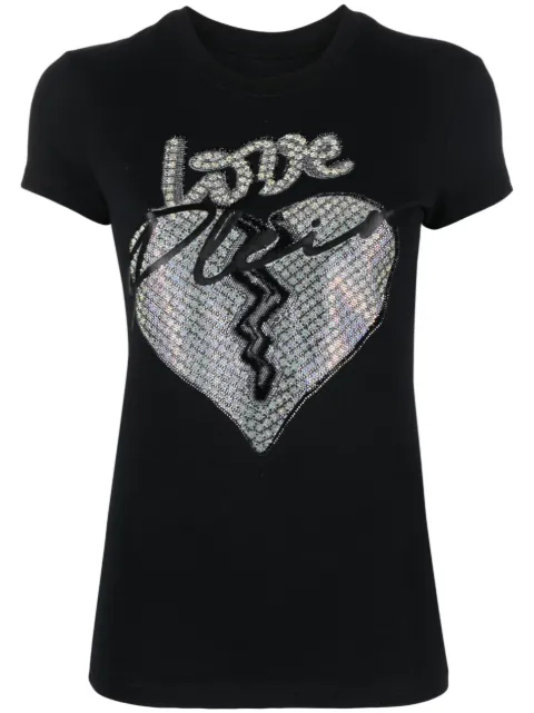 Philipp Plein heart-motif rhinestone-embellished T-shirt Black FACCWTK2911PJY002N