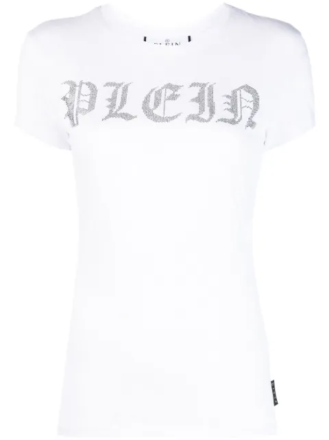 Philipp Plein rhinestone-logo snake-print T-shirt White FACCWTK2914PJY002N