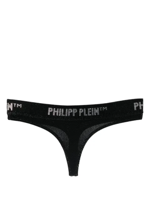 Philipp Plein crystal-embellished logo thong Black FACCWUY0191PJY002N