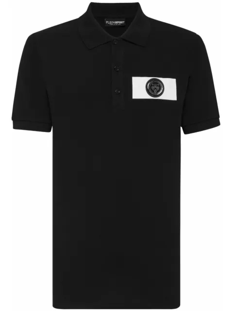 Plein Sport logo-patch cotton polo shirt Black FACCMTK6740STE003N