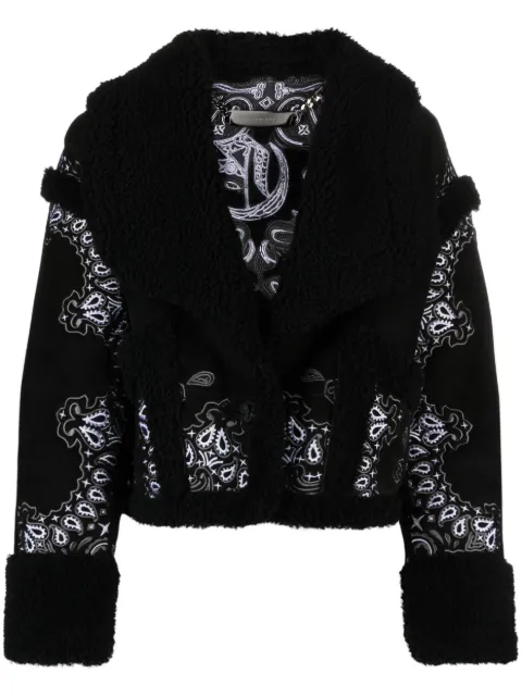 Philipp Plein paisley bandana shearling jacket Black FACCWLA0049PFU020N