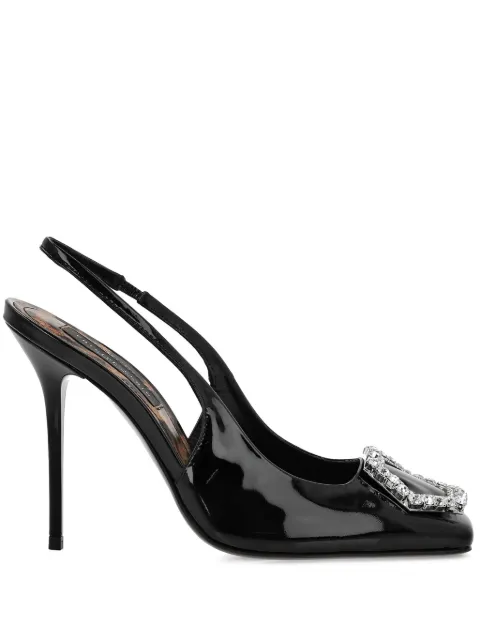 Philipp Plein buckle-detail leather pumps Black FACSWSD0468PLE077N