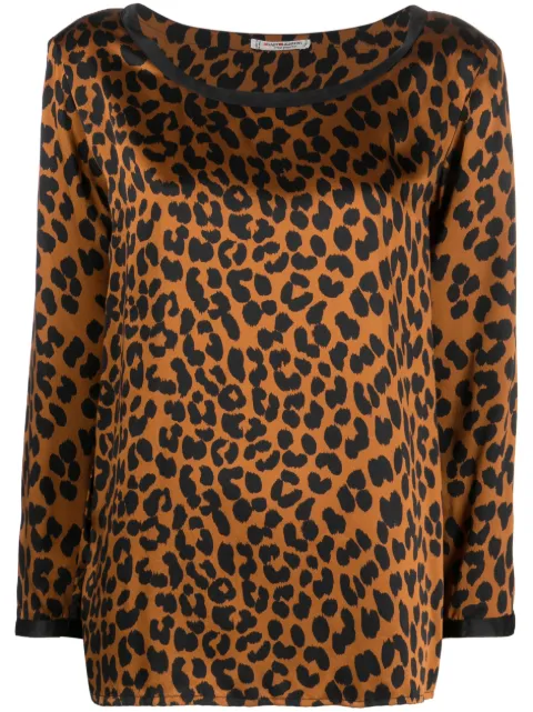 Saint Laurent Pre-Owned 1980s leopard print silk blouse Black YVSA580HS