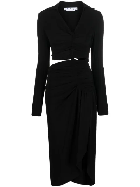 Off-White cut-out draped dress Black OWDB455S23FAB0011000