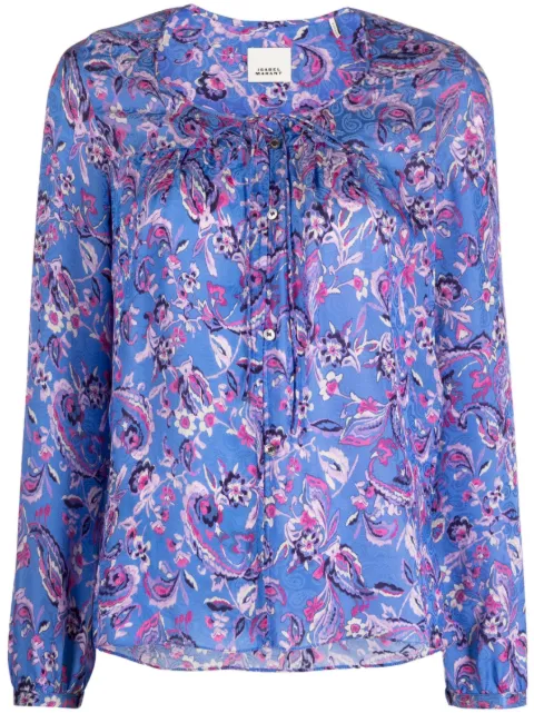 ISABEL MARANT Prian floral-print blouse Blue HT0160FAA2J03I