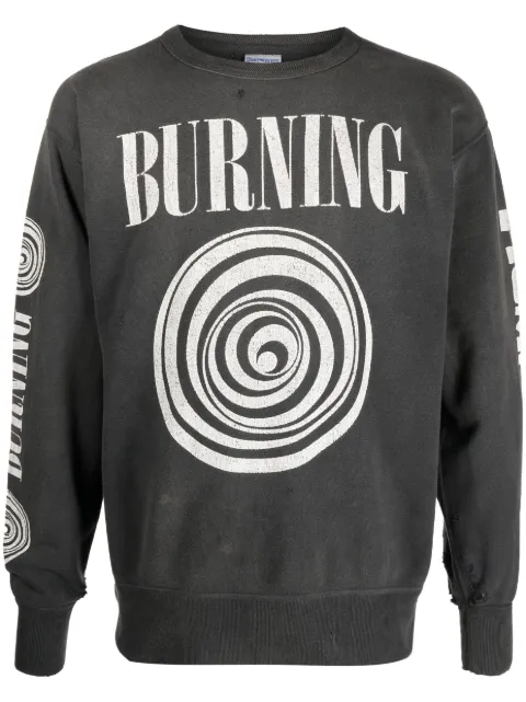SAINT MXXXXXX slogan-print distressed-finish sweatshirt Black SMS230000041