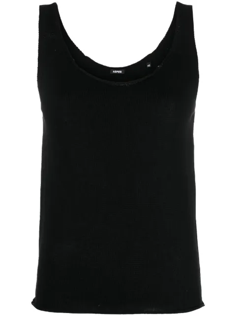 ASPESI scoop neck knitted vest top Black 5227M125