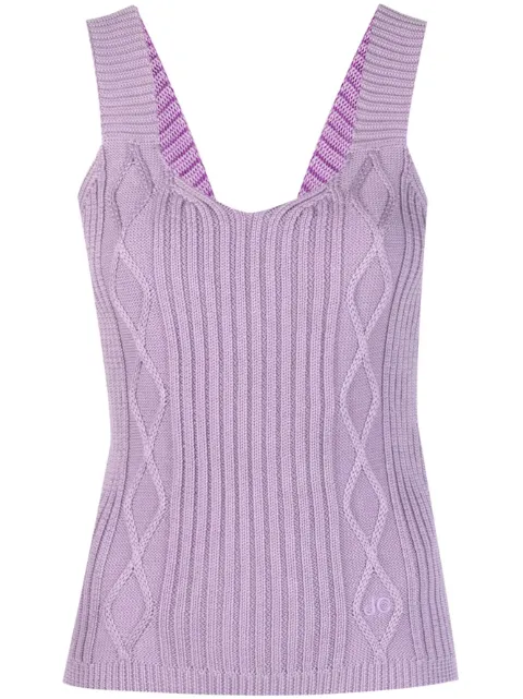 Jacob Cohën logo-embroidered cable-knit tank top Purple VST0111X1537