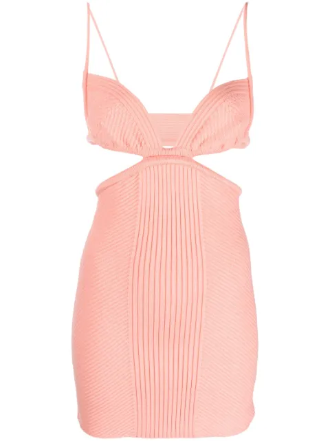 Off-White cut-out ribbed-knit minidress Orange OWHI080S23KNI0012100