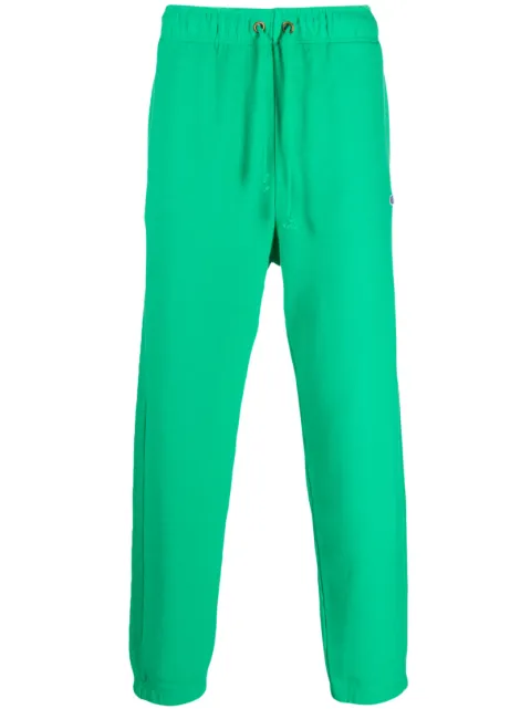 Champion logo-patch cotton-blend track pants Green 217982